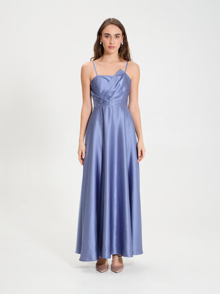 Abito Lungo in Raso con Corpetto