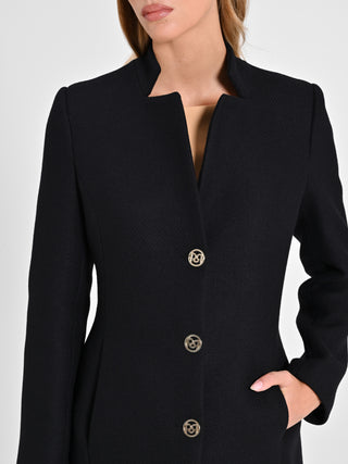 Cappotto Nero con Collo in Piedi