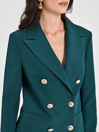 Giacca Doppiopetto in Tessuto Tecnico Verde Malachite