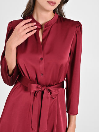 Chemisier in Raso Bordeaux