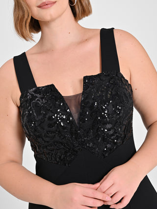 Tuta Curvy con corpino Paillettes