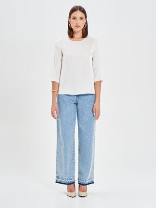 Blusa in Raso Bianco Avorio