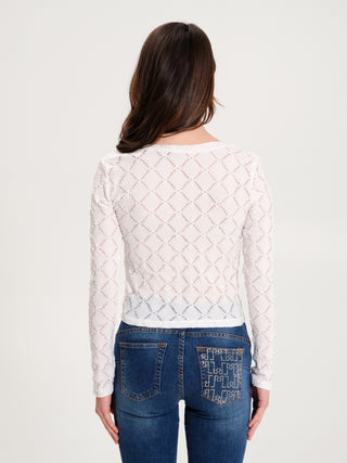 Maglia Traforata Girocollo Bianco
