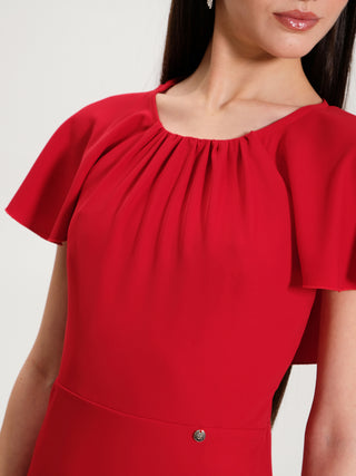 Abito Lungo con Mantellina Rosso