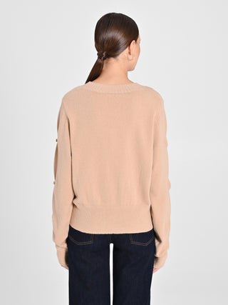 Maglione Cammello con Bottoni Ricoperti