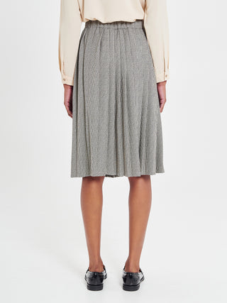 Gonna Plissé Pied-de-Poule