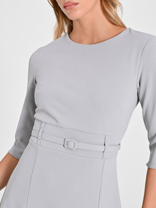 Abito Grigio con Cintura Ricoperta
