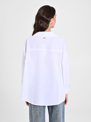 Camicia in Cotone con Collo Aperto