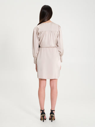 Abito Trapezio in Raso con Cintura