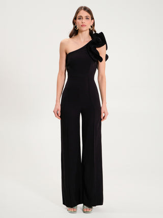 Tuta con Rouches in Lino Nero