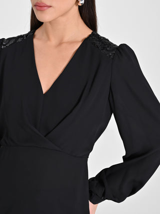 Blusa Nera spalline Paillettes