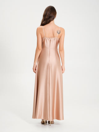 Abito Lungo in Raso con Corpetto