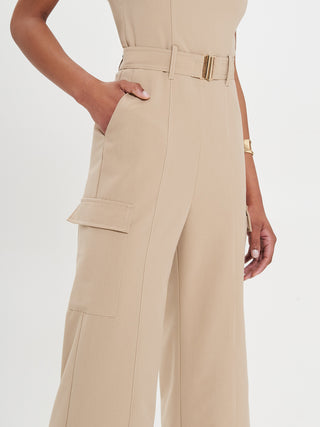 Tuta con Pattine in Poliviscosa Beige