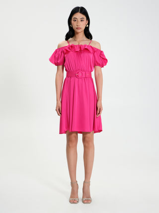 Abito con Rouches Fuxia