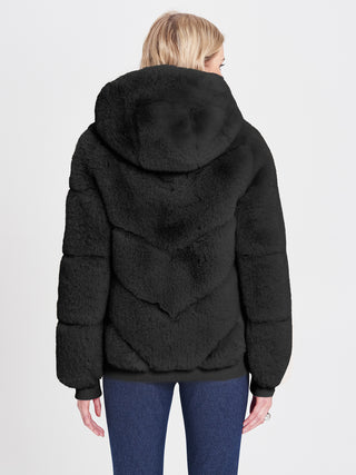 Giacca effetto Pelliccia Nero