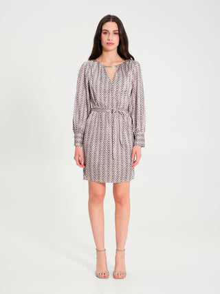 Abito in Raso Stampa Chevron