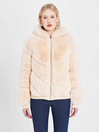 Giacca effetto Pelliccia Beige