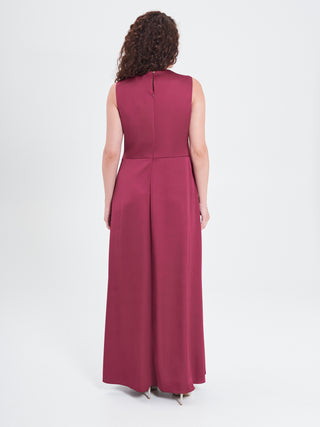 Abito Lungo Curvy in Raso Bordeaux