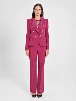 Giacca Doppiopetto in Tessuto Tecnico Bordeaux