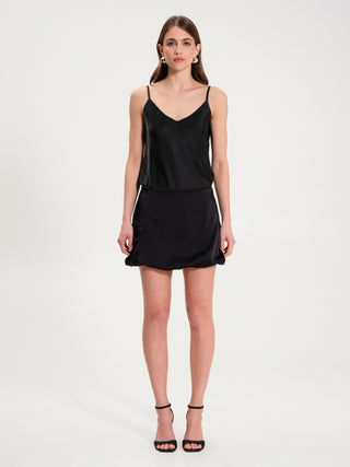 Minigonna a Palloncino in Raso Nero