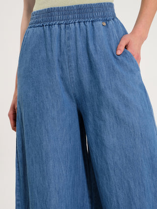 Pantaloni Palazzo Denim Azzurro