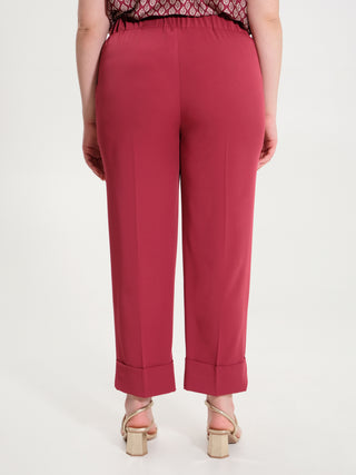Pantaloni Curvy con Elastico in Tessuto Tecnico