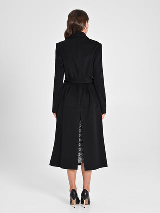 Maxi Cappotto Nero con Cintura