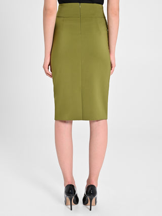 Gonna in Tessuto Tecnico Verde Muschio