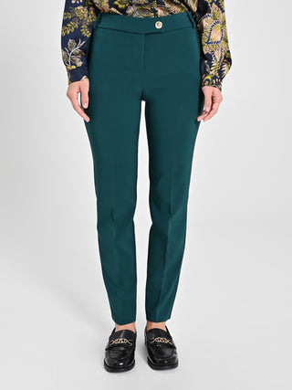Pantaloni Straight in Tessuto Tecnico Verde Malachite