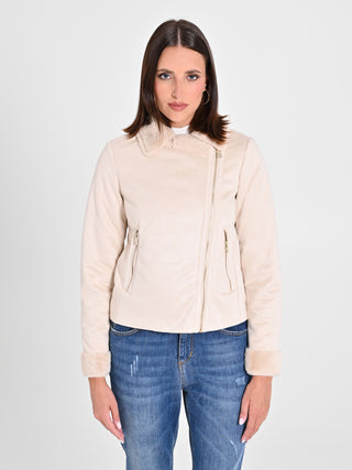 Chiodo effetto Scamosciato Beige