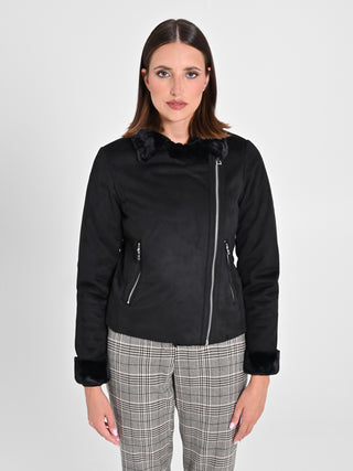 Chiodo effetto Scamosciato Nero