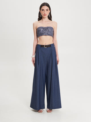 Pantaloni Palazzo in Chambray