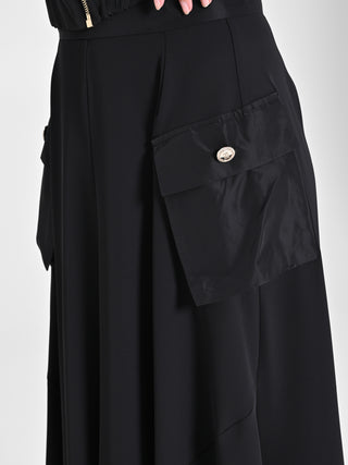 Gonna Asimmetrica con Tasche in Taffetà