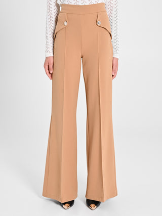 Pantaloni Palazzo con Bottoni Dorati