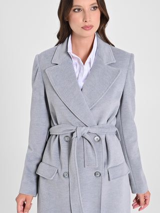 Maxi Cappotto Grigio con Cintura