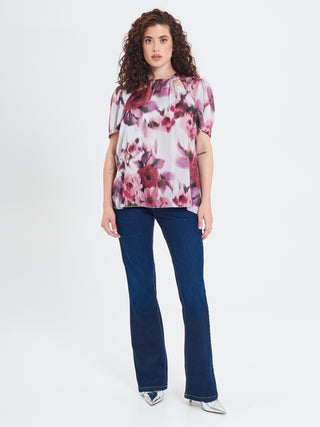 Blusa Curvy stampa Fiori Astratti