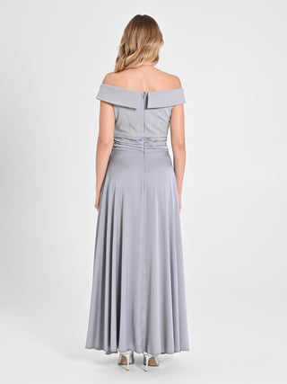 Abito Lungo in Raso e Scuba mano Crépe