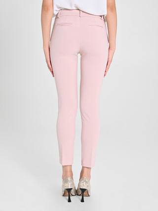 Pantaloni Straight in Scuba mano Crepe Rosa
