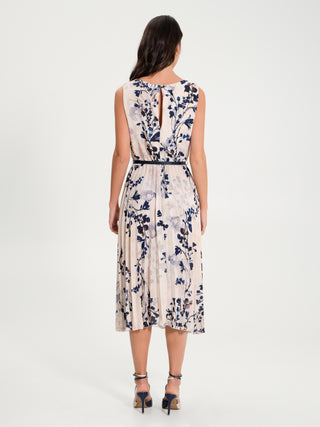 Abito Plissè Smanicato Stampa Floreale