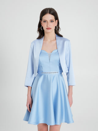 Coprispalle in Raso Strutturato Azzurro