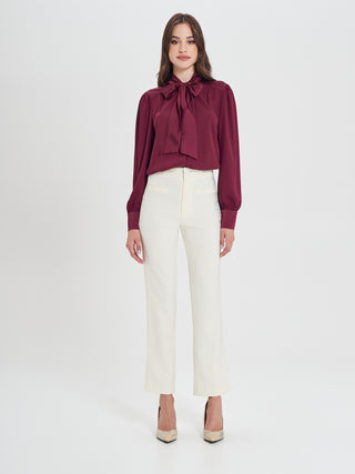 Pantaloni Bianchi in Cadi Operato