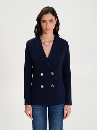 Giacca Lunga Doppiopetto in Scuba crêpe