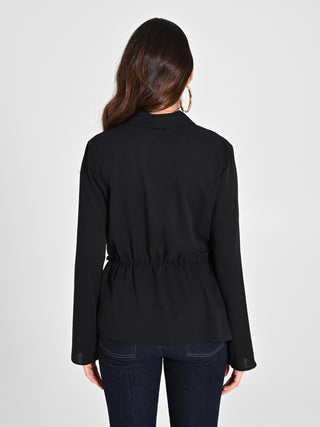 Blusa Nera con Drappeggio