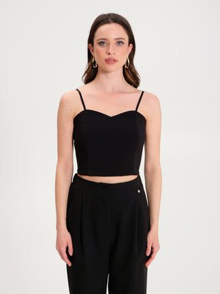 Top Crop Scollo a Cuore Nero