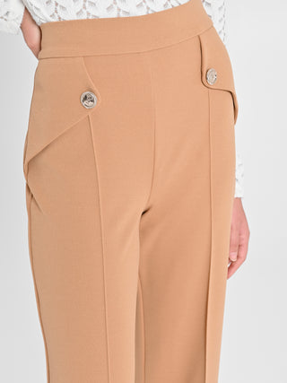 Pantaloni Palazzo con Bottoni Dorati