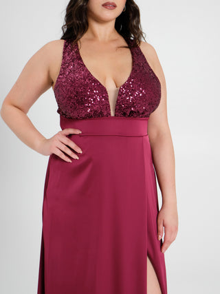 Abito Curvy Paillettes e Raso