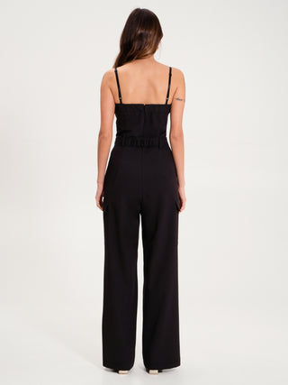 Tuta con Pattine in Poliviscosa Nero