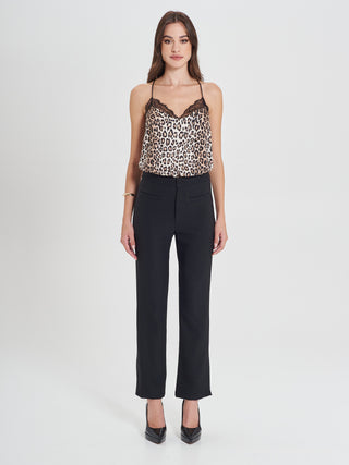 Pantaloni Neri in Cadi Operato