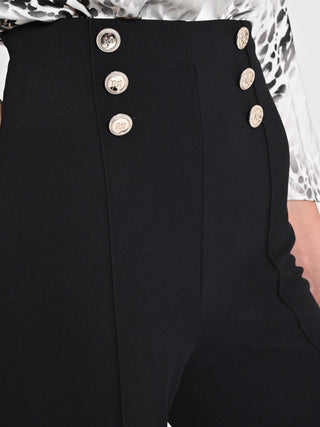 Pantaloni con Bottoni Dorati
