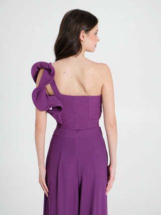 Top Monospalla con Rouche Viola Melanzana